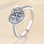 Pear Cut Halo Moissanite Ring in 925 Sterling Silver