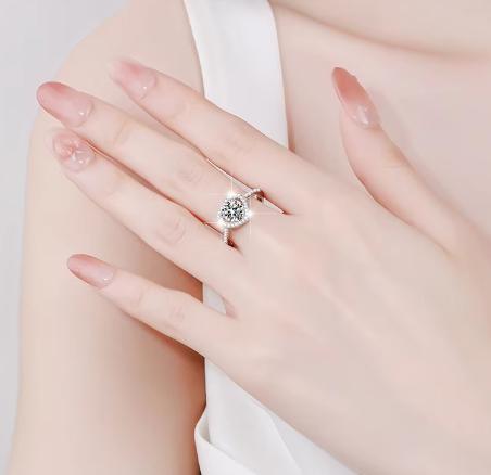 Pear Cut Halo Moissanite Ring in 925 Sterling Silver