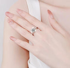 Pear Cut Halo Moissanite Ring in 925 Sterling Silver