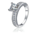 Princess Cut Wide Pavé Band Moissanite Ring in 925 Sterling Silver