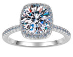 Round Cushion Halo Moissanite Ring in 925 Sterling Silver
