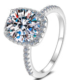 Round Cushion Halo Moissanite Ring in 925 Sterling Silver