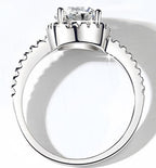 Round Cushion Halo Moissanite Ring in 925 Sterling Silver
