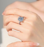 Round Cushion Halo Moissanite Ring in 925 Sterling Silver