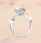 Round Solitaire Crossover Moissanite Ring in 925 Sterling Silver
