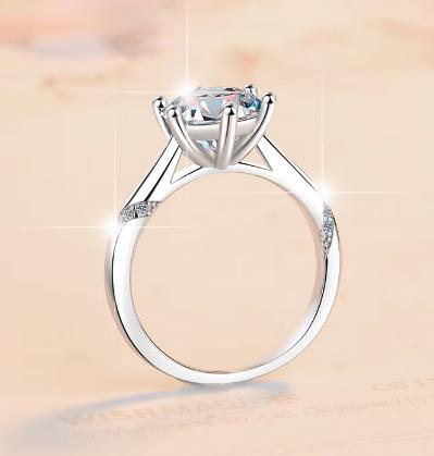 Round Solitaire Crossover Moissanite Ring in 925 Sterling Silver