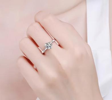 Round Solitaire Crossover Moissanite Ring in 925 Sterling Silver