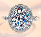 Round Solitaire Circular Halo Moissanite Ring in 925 Sterling Silver