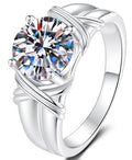 Round Ribbon Solitaire Moissanite Ring in 925 Sterling Silver