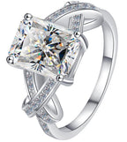 Radiant Cut Interlaced Band Moissanite Ring in 925 Sterling Silver