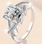 Radiant Cut Interlaced Band Moissanite Ring in 925 Sterling Silver