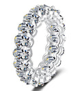 Round Stone Eternity Band Moissanite Ring in 925 Sterling Silver