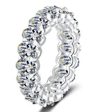 Round Stone Eternity Band Moissanite Ring in 925 Sterling Silver