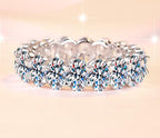 Round Stone Eternity Band Moissanite Ring in 925 Sterling Silver