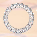 Round Stone Eternity Band Moissanite Ring in 925 Sterling Silver