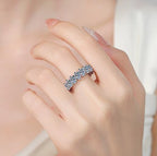 Round Stone Eternity Band Moissanite Ring in 925 Sterling Silver