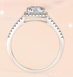Asscher Cut Square Halo Moissanite Ring in 925 Sterling Silver