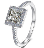 Radiant Cut Square Halo Moissanite Ring in 925 Sterling Silver