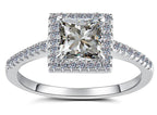 Radiant Cut Square Halo Moissanite Ring in 925 Sterling Silver