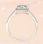 Radiant Cut Square Halo Moissanite Ring in 925 Sterling Silver