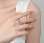 Radiant Cut Square Halo Moissanite Ring in 925 Sterling Silver