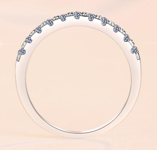Round Half Eternity Band Moissanite Ring in 925 Sterling Silver