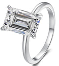 Emerald Cut Sleek Solitaire Moissanite Ring in 925 Sterling Silver