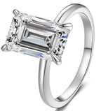 Emerald Cut Sleek Solitaire Moissanite Ring in 925 Sterling Silver