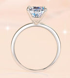 Emerald Cut Sleek Solitaire Moissanite Ring in 925 Sterling Silver