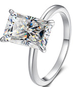 Radiant Cut Sleek Solitaire Moissanite Ring in 925 Sterling Silver