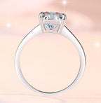 Radiant Cut Four Prong Solitaire Moissanite Ring in 925 Silver