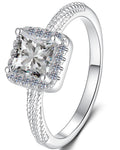 Radiant Cut Double Band Halo Moissanite Ring in 925 Sterling Silver