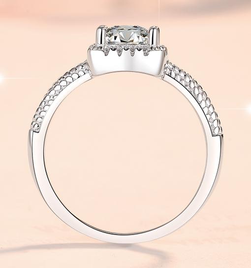Radiant Cut Double Band Halo Moissanite Ring in 925 Sterling Silver