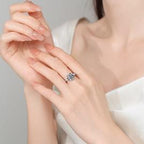 Round Solitaire Baguette Setting Moissanite Ring in 925 Silver