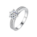 Round Solitaire Double Pavé Moissanite Ring in 925 Sterling Silver