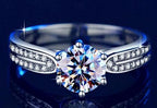Round Solitaire Double Pavé Moissanite Ring in 925 Sterling Silver