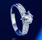 Round Solitaire Double Pavé Moissanite Ring in 925 Sterling Silver