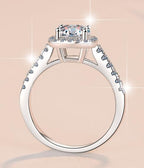 Round Twist Halo Moissanite Ring in 925 Sterling Silver