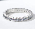 Round Pavé Eternity Band Moissanite Ring in 925 Sterling Silver