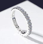 Round Pavé Eternity Band Moissanite Ring in 925 Sterling Silver