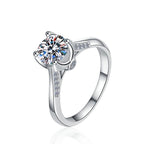 Round Solitaire Swirl Moissanite Ring in 925 Sterling Silver