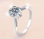 Round Solitaire Swirl Moissanite Ring in 925 Sterling Silver