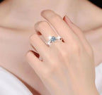 Round Solitaire Swirl Moissanite Ring in 925 Sterling Silver