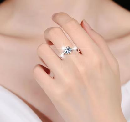 Round Solitaire Swirl Moissanite Ring in 925 Sterling Silver