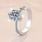Cushion Solitaire Split Shank Moissanite Ring in 925 Sterling Silver