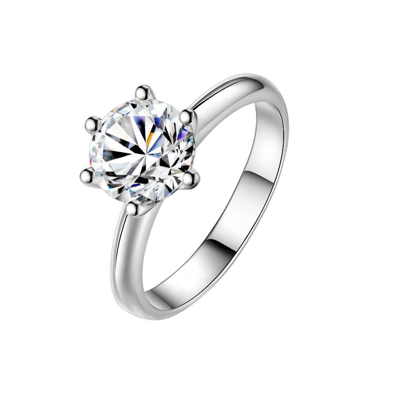 Round Solitaire Wide Band Moissanite Ring in 925 Sterling Silver