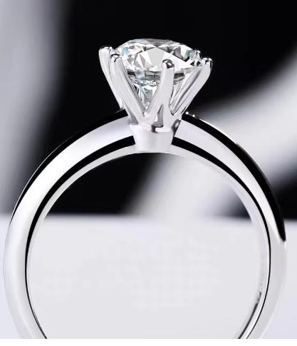 Round Solitaire Wide Band Moissanite Ring in 925 Sterling Silver