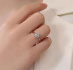 Round Solitaire Wide Band Moissanite Ring in 925 Sterling Silver
