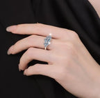 Two Round Stone Moissanite Ring in 925 Sterling Silver