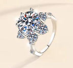 Round Multi Stone Cluster Moissanite Ring in 925 Sterling Silver